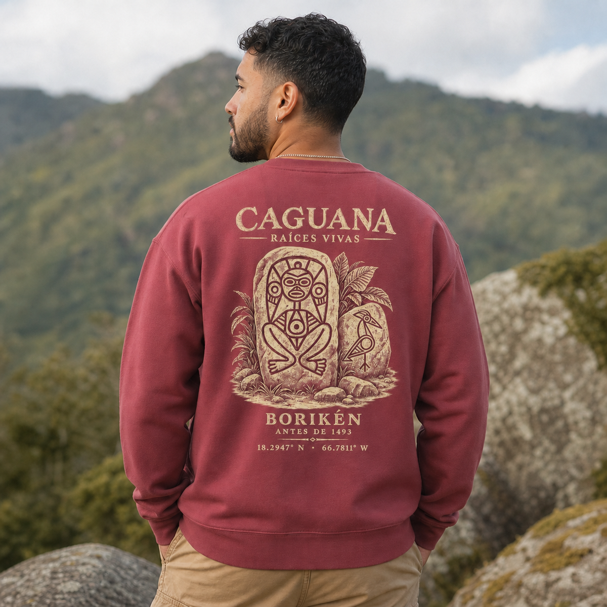 Caguana Back Reveal on a male model