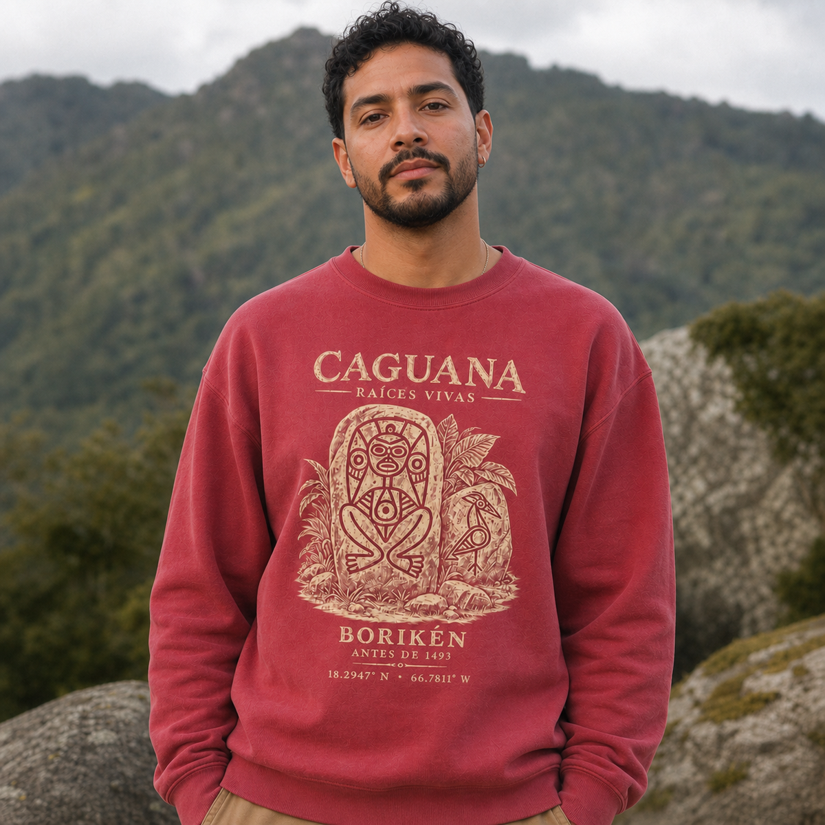 Caguana Front Print on a male model