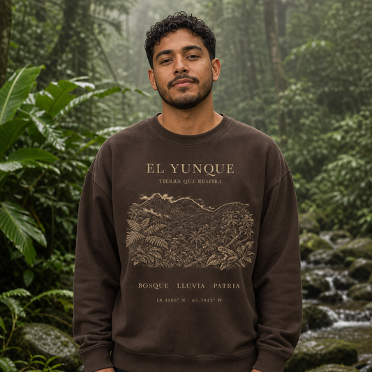 El Yunque Espresso Front Print on a male model
