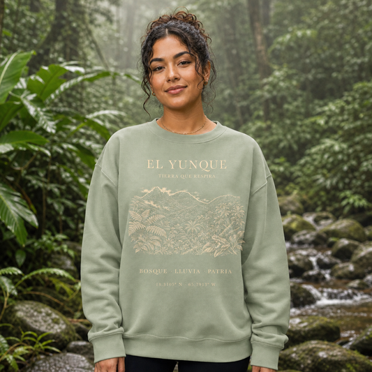 El Yunque Light Green Front Print on a female model