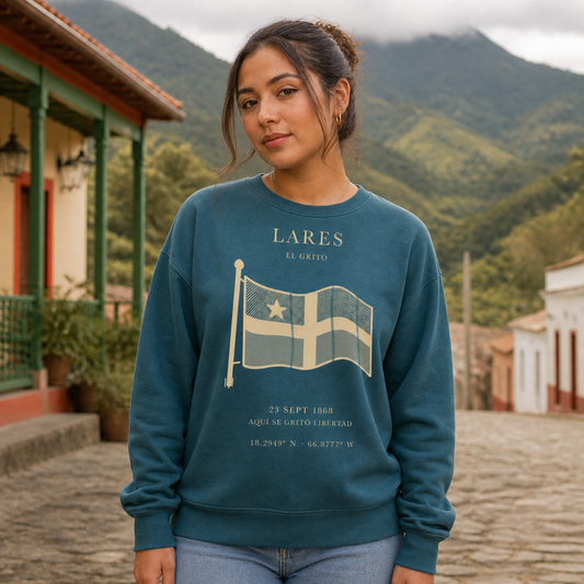 Lares Front Print on a female model