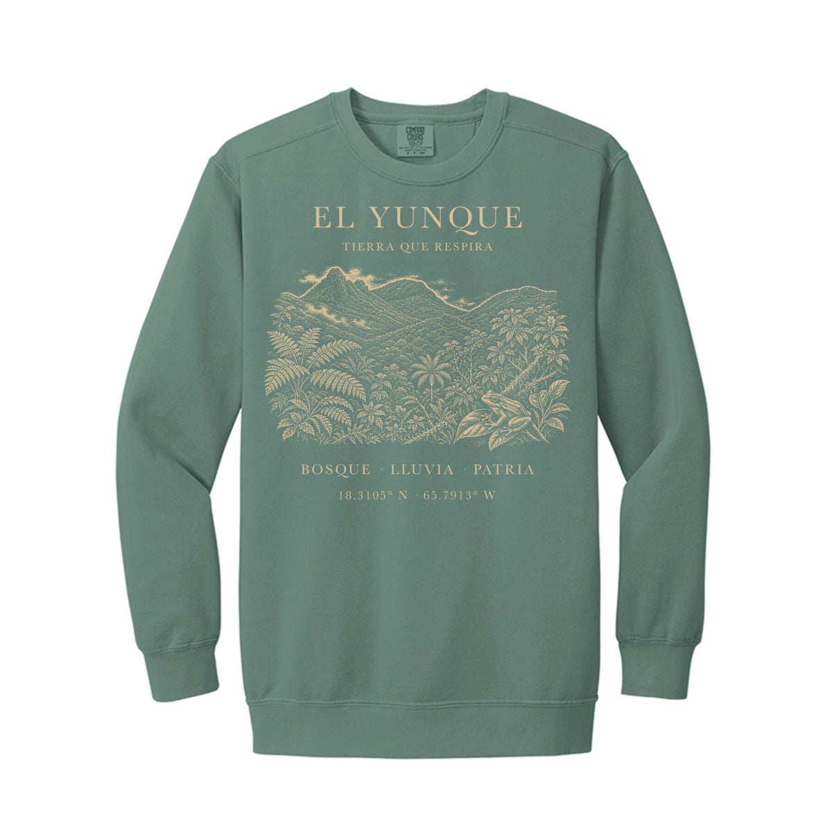 El Yunque Light Green Front Print sweatshirt front