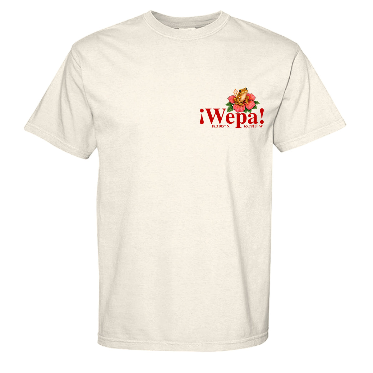 Ivory Wepa T-shirt, front flat mockup