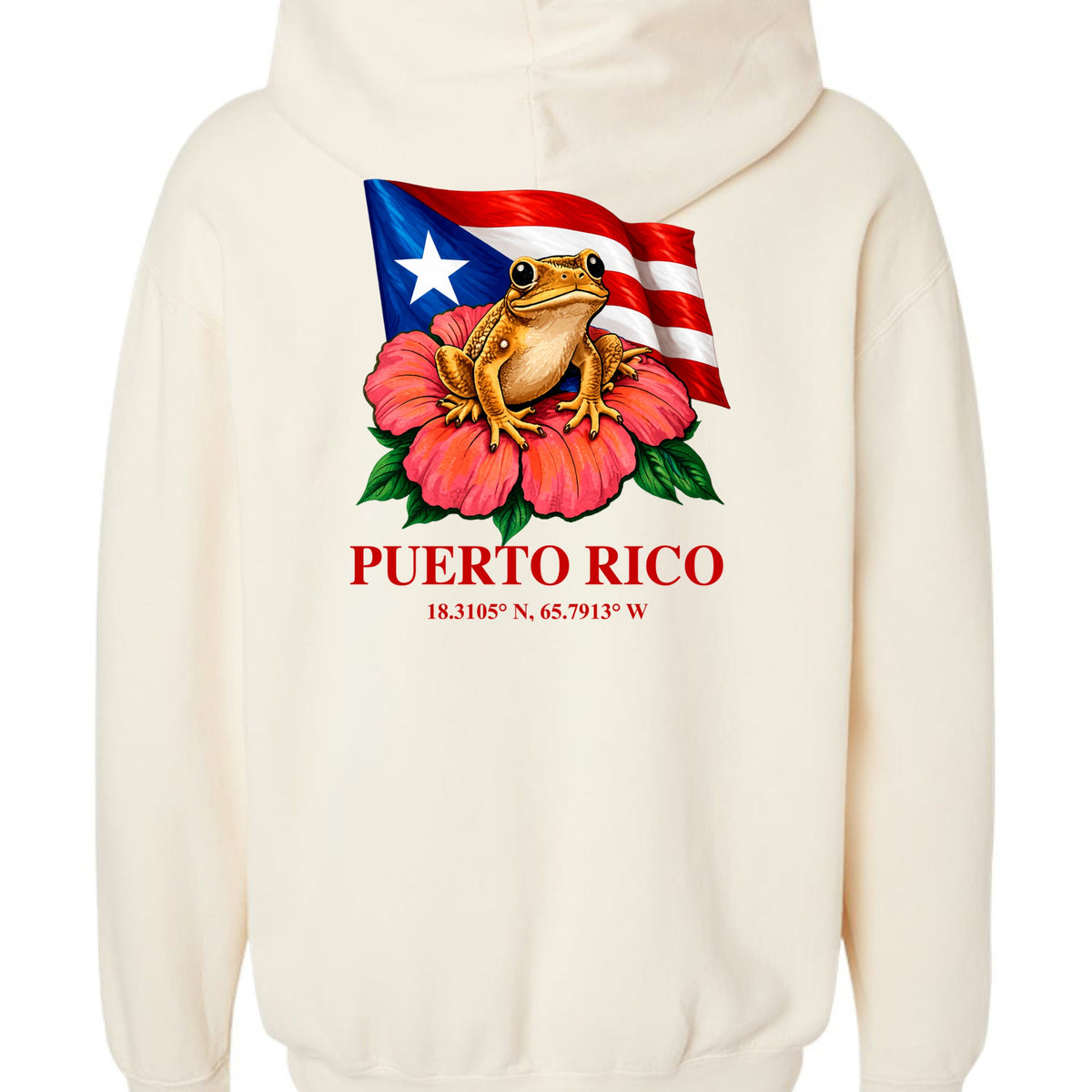 Ivory Wepa hoodie, back flat mockup